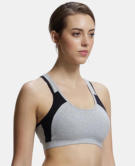 Jockey 1380 Women’s Wirefree Padded Cotton Active Bra – Racerback with Stay Fresh Comfort